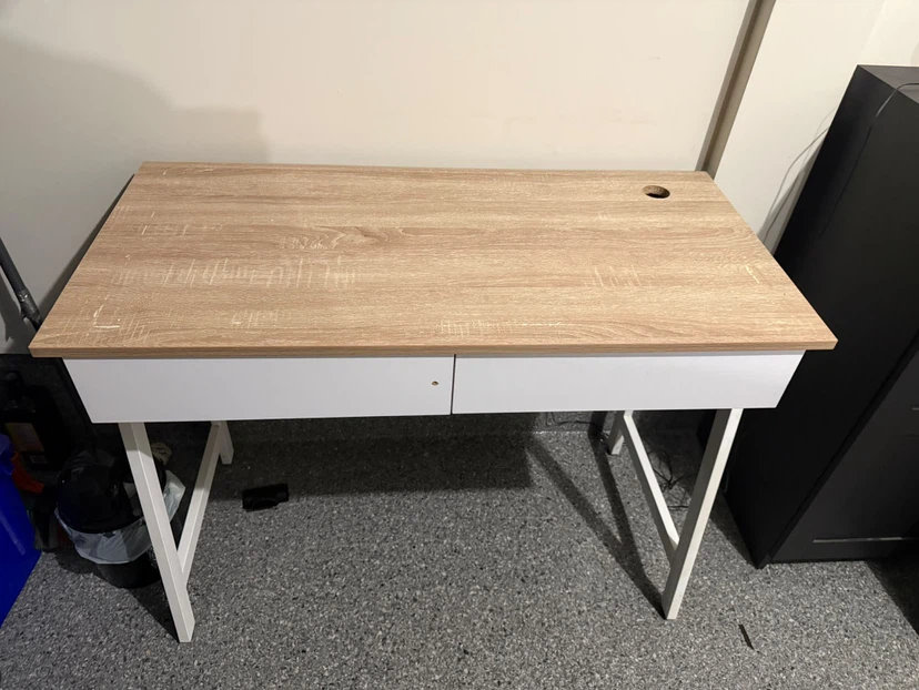 Wood and white metal desk - Computer desk/Study Table - photo 2