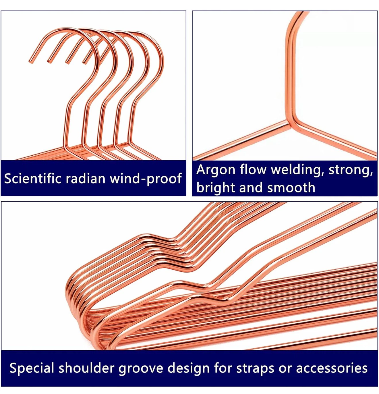 Set of Rose Gold Metal Clothes Hangers - photo 2