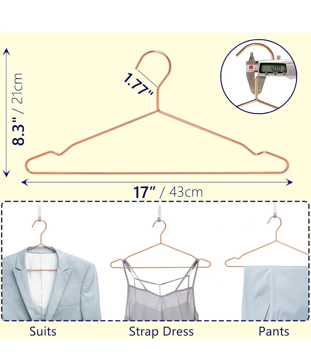 Set of Rose Gold Metal Clothes Hangers - photo 3