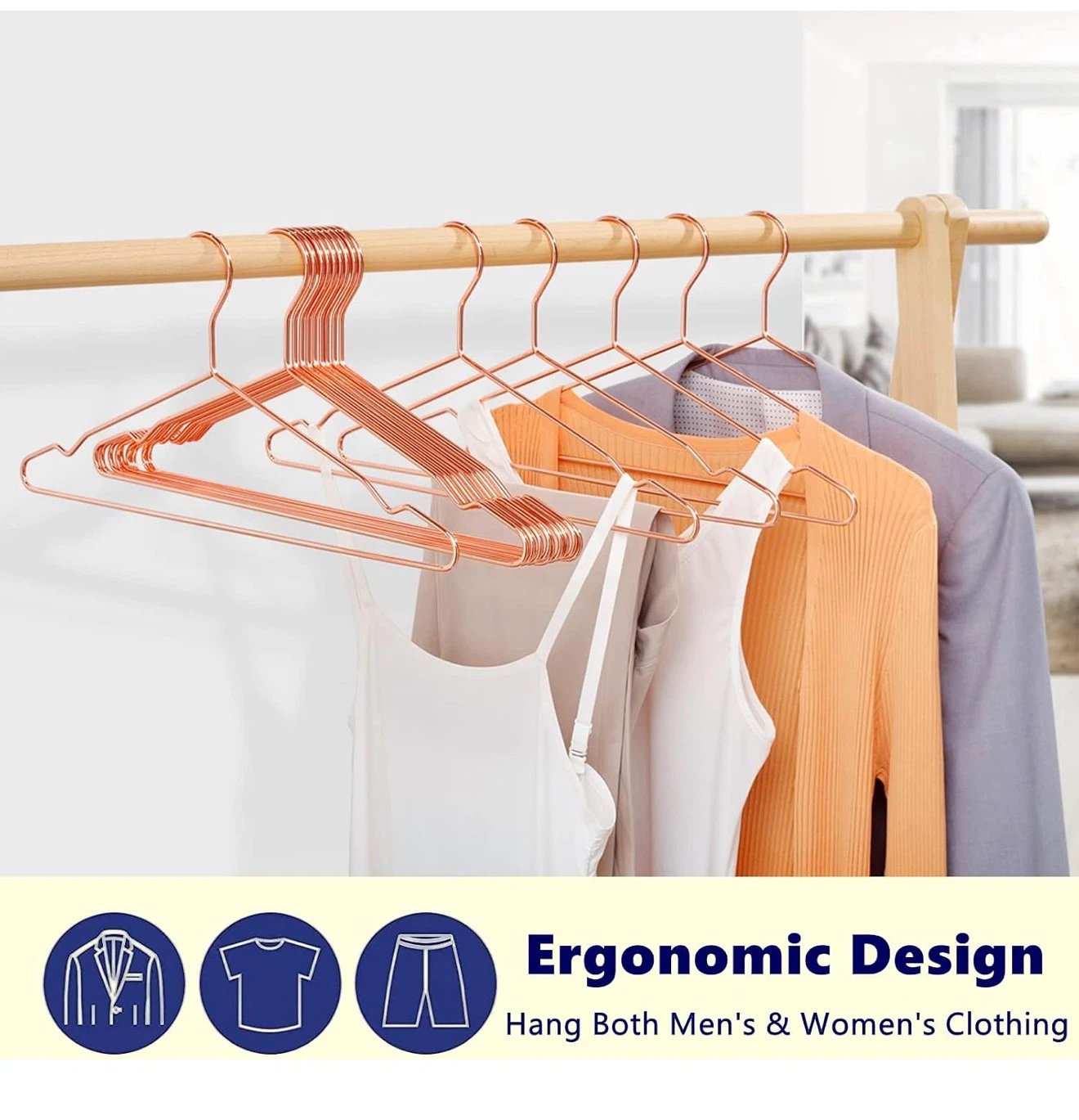 Set of Rose Gold Metal Clothes Hangers - photo 4