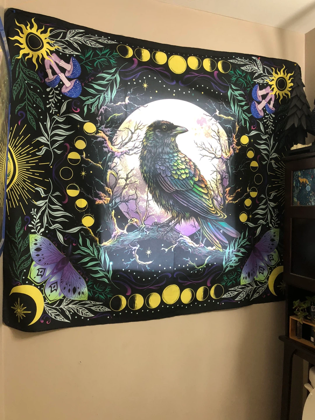 Raven and Moon Wall Tapestry