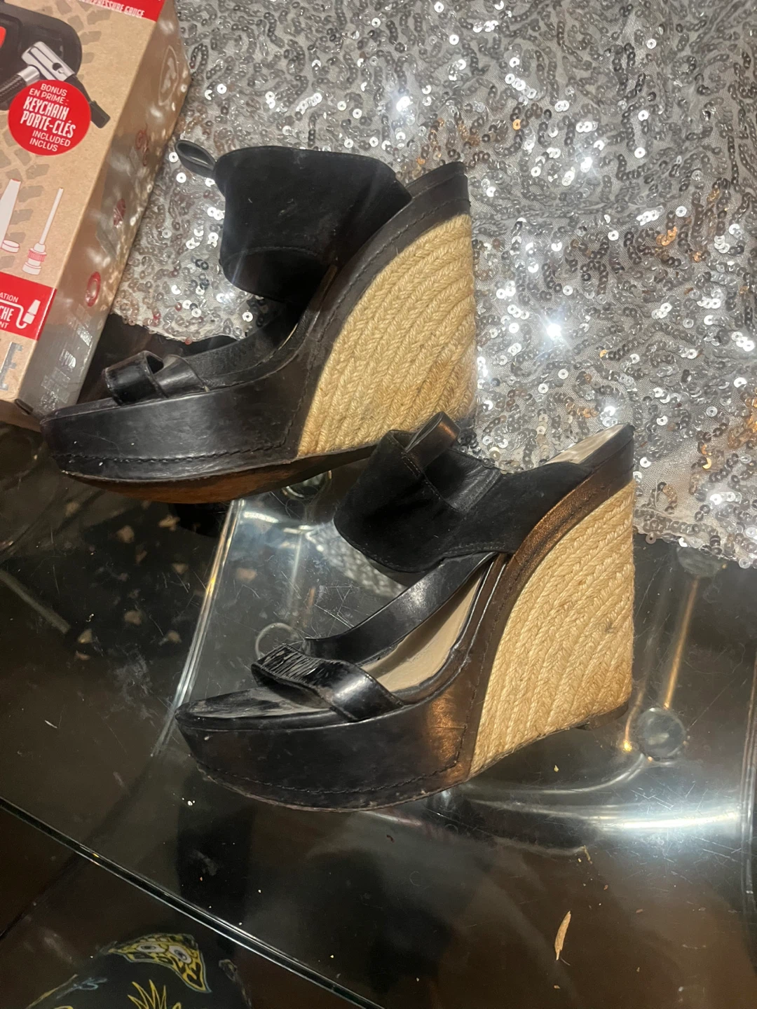 Guess Marciano Black Wedge Sandals size 8 - photo 2