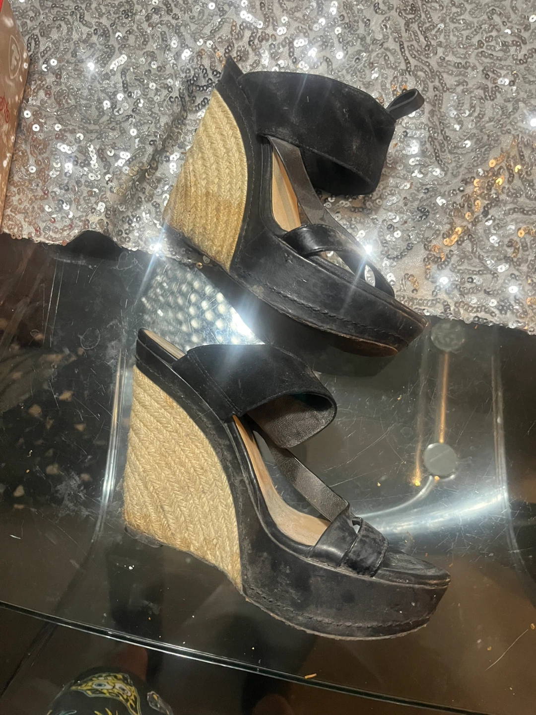 Guess Marciano Black Wedge Sandals size 8 - photo 3