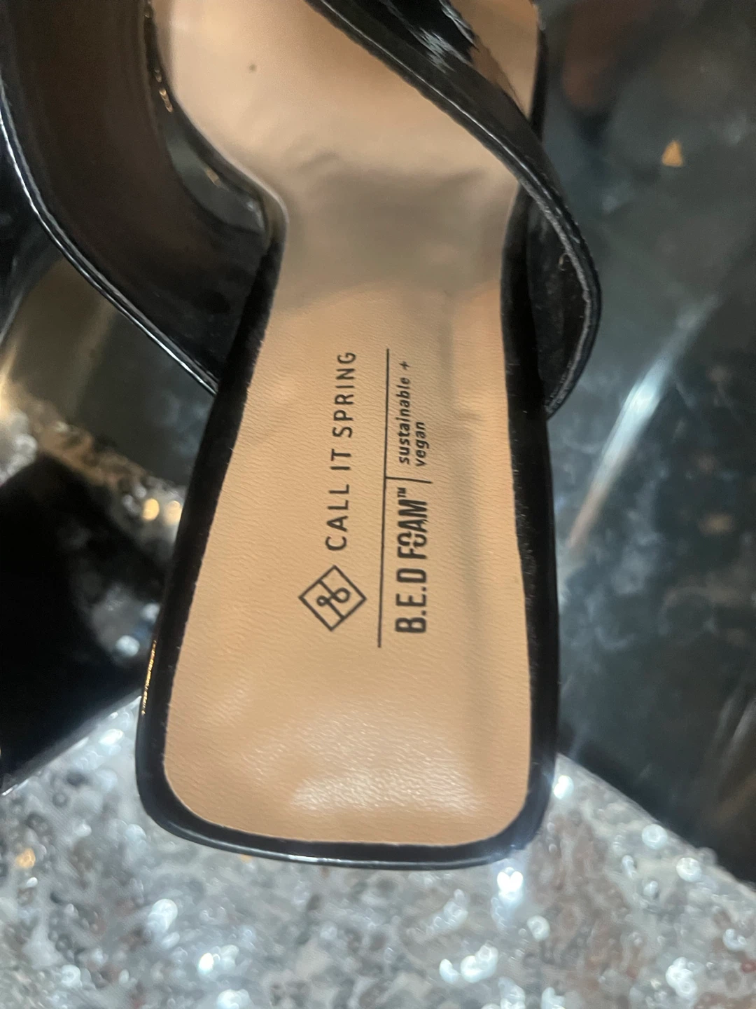 Call It Spring Black Vegan Heeled Sandals size 7 - photo 2