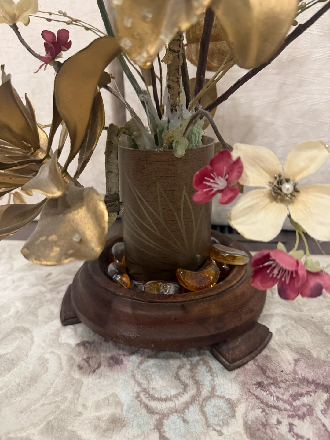 Artificial Floral Arrangement with Wooden Base - photo 2