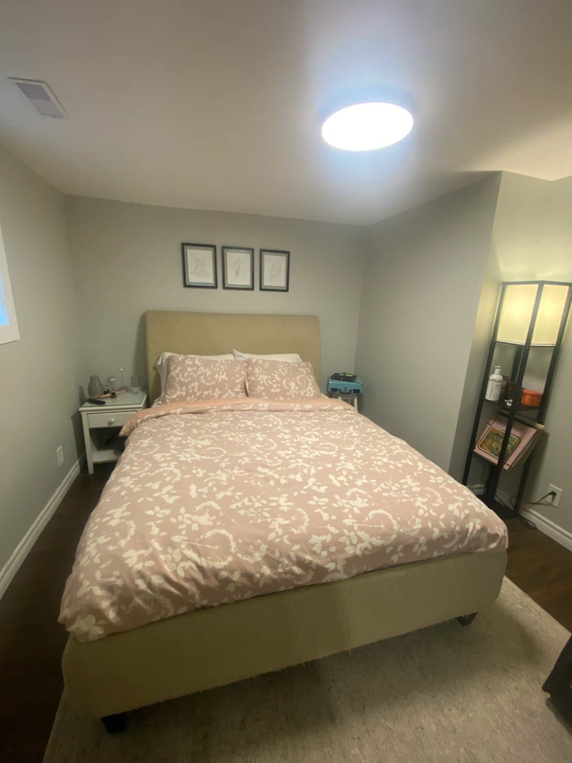Upholstered Wingback Platform Bed Frame WITH Queen Mattress