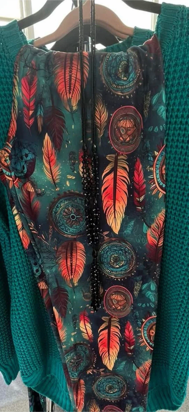 Feather and Dreamcatcher Print Leggings
