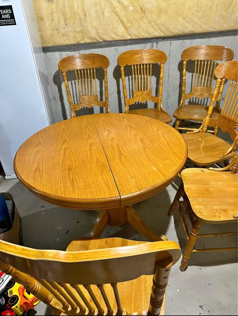 Oak dining table with 6 chairs - photo 3