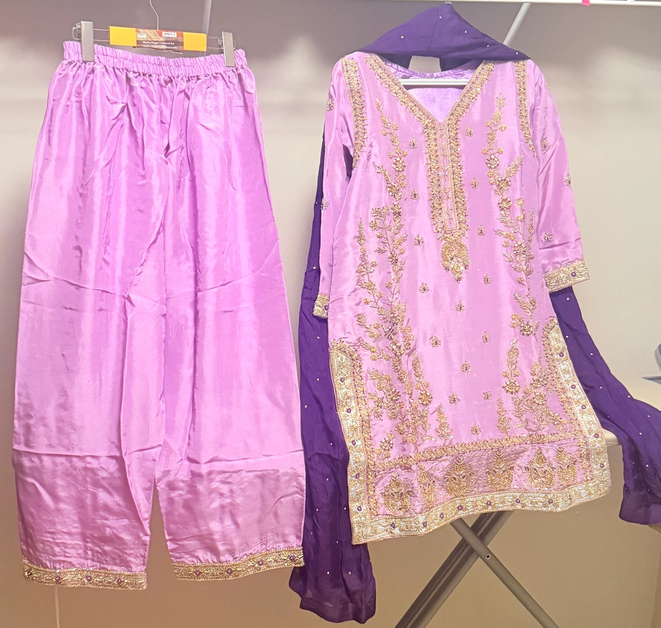 Lilac and Purple Traditional  Pakistan pure adda work Suit Set