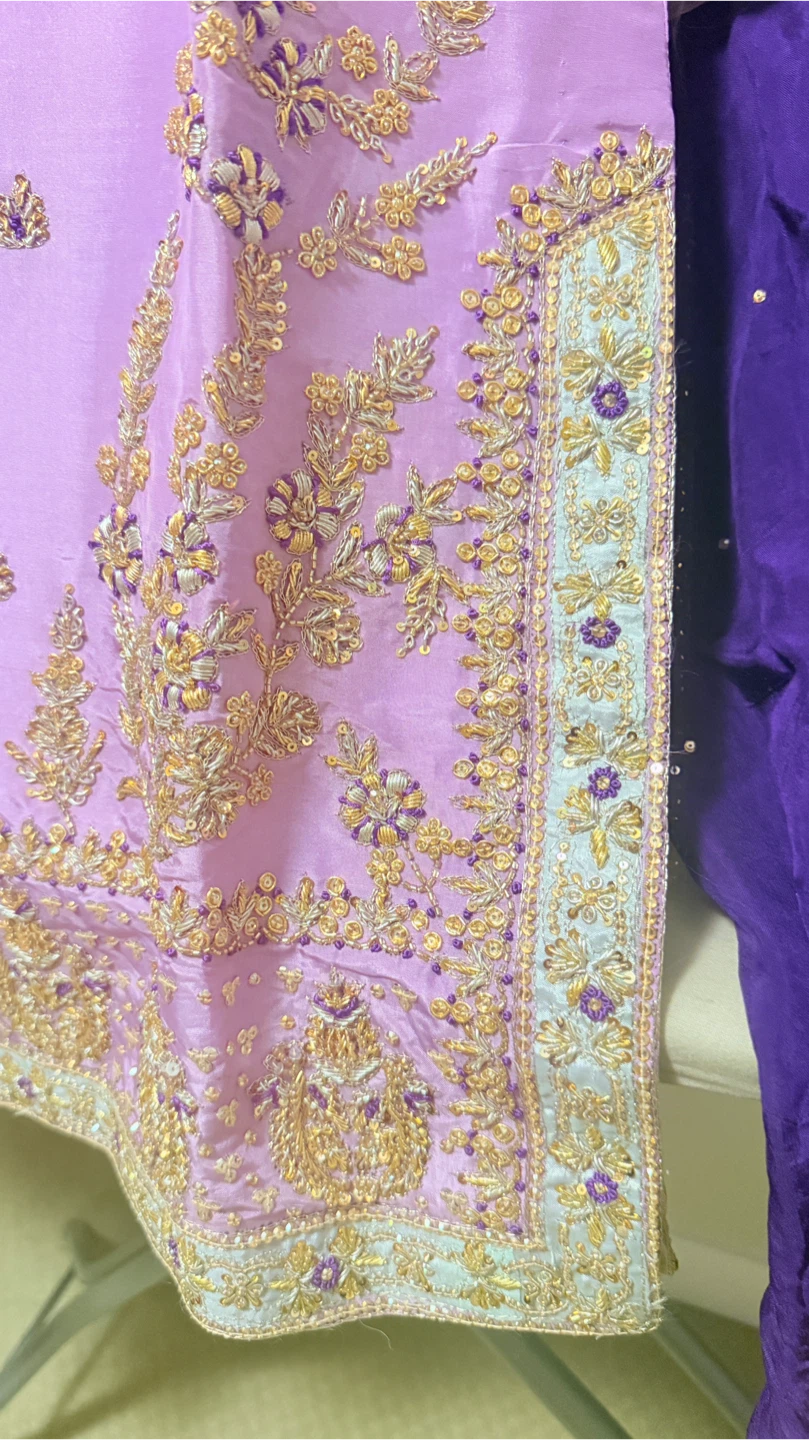 Lilac and Purple Traditional  Pakistan pure adda work Suit Set - photo 4
