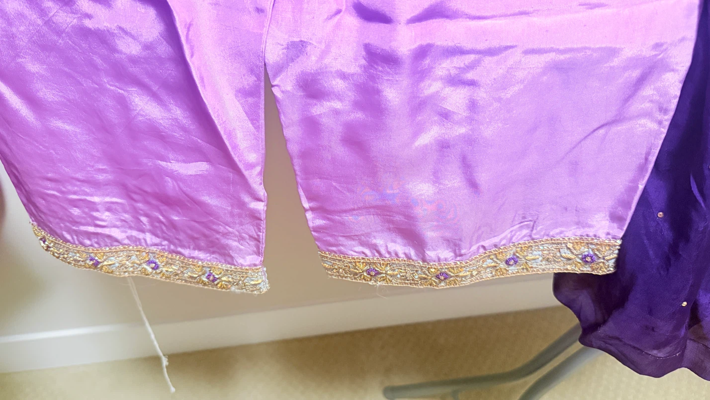 Lilac and Purple Traditional  Pakistan pure adda work Suit Set - photo 5