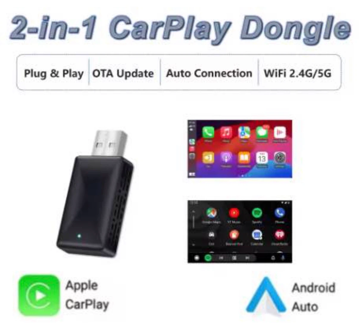 2-in-1 Wireless CarPlay and Android Auto Dongle