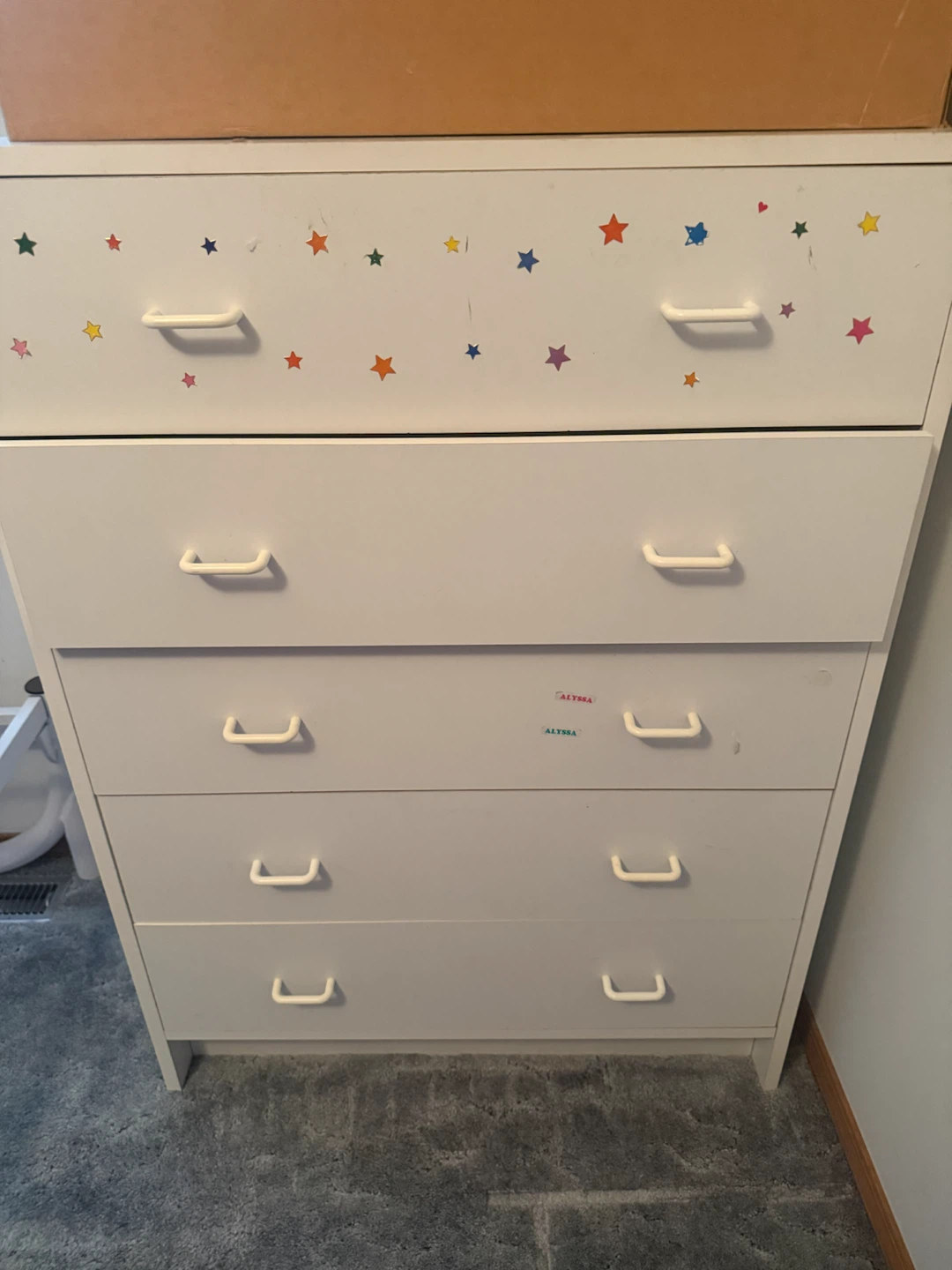 White 5-drawer dresser
