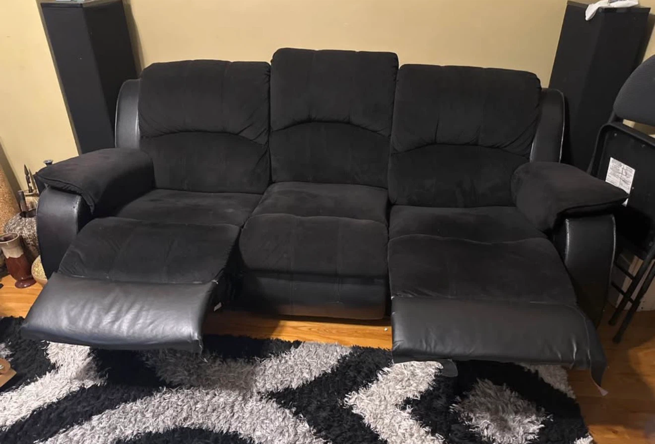 Black Reclining Sofa with Center Console