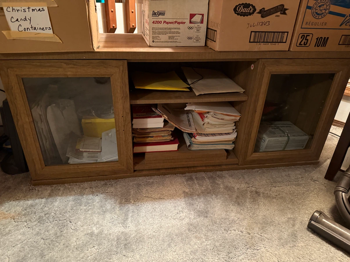 Wood Media Console with Glass Doors