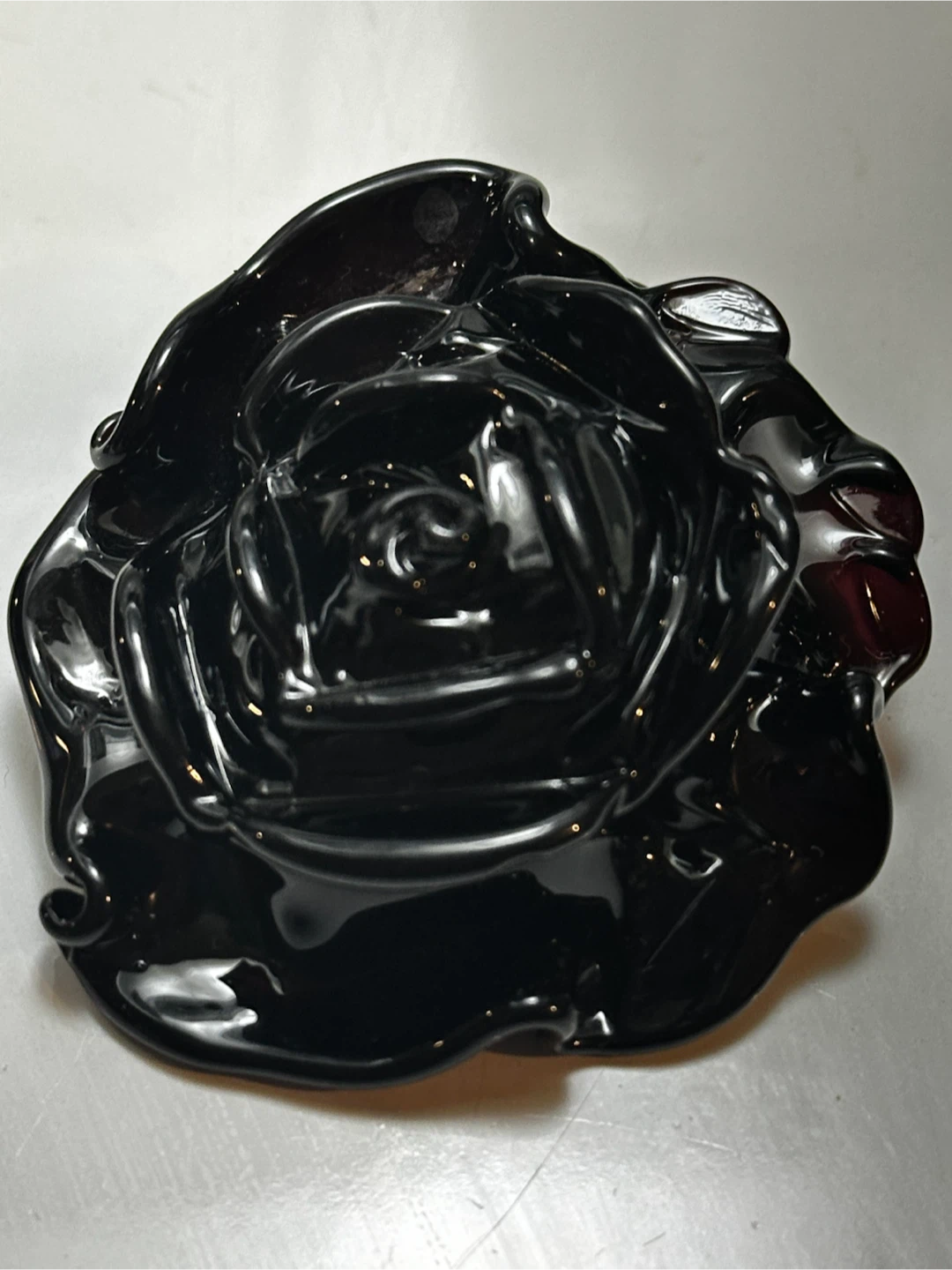 Signed Amethyst Murano Glass Rose Pendant