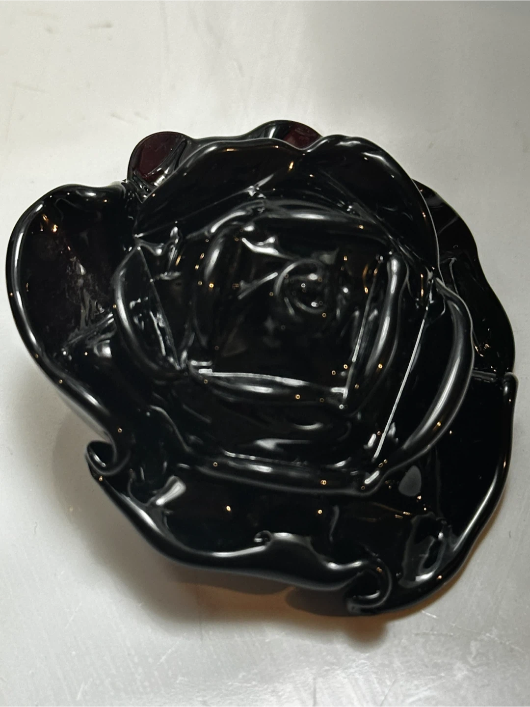 Signed Amethyst Murano Glass Rose Pendant - photo 3