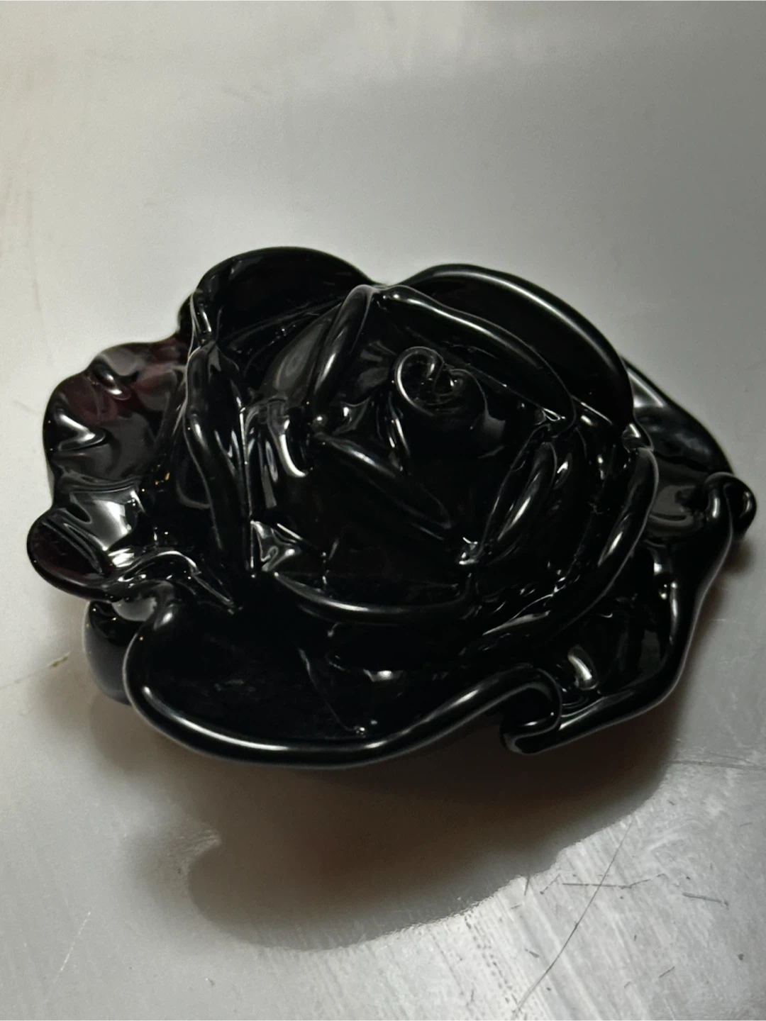 Signed Amethyst Murano Glass Rose Pendant - photo 4
