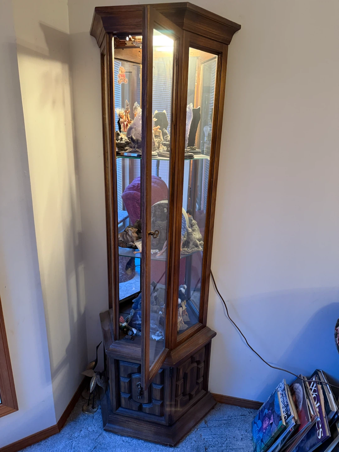 Wooden Corner Curio Cabinet with Light - photo 2