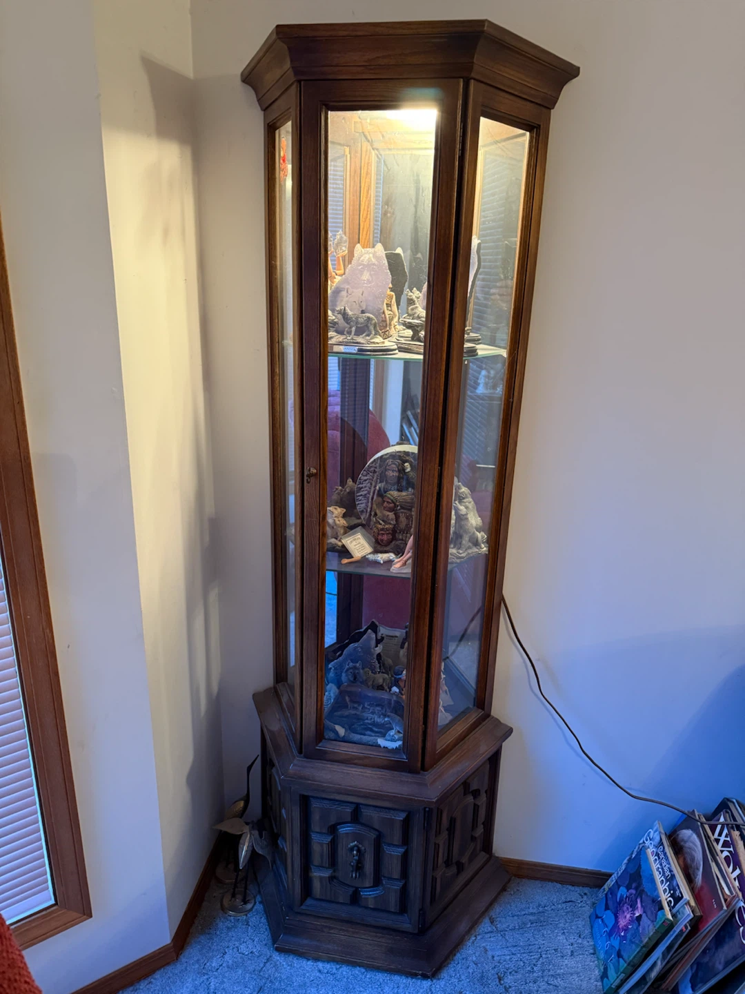 Wooden Corner Curio Cabinet with Light - photo 3
