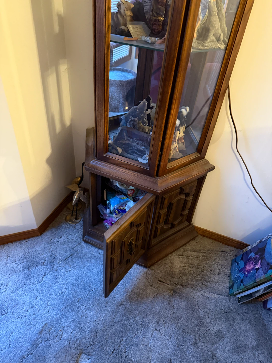 Wooden Corner Curio Cabinet with Light - photo 4