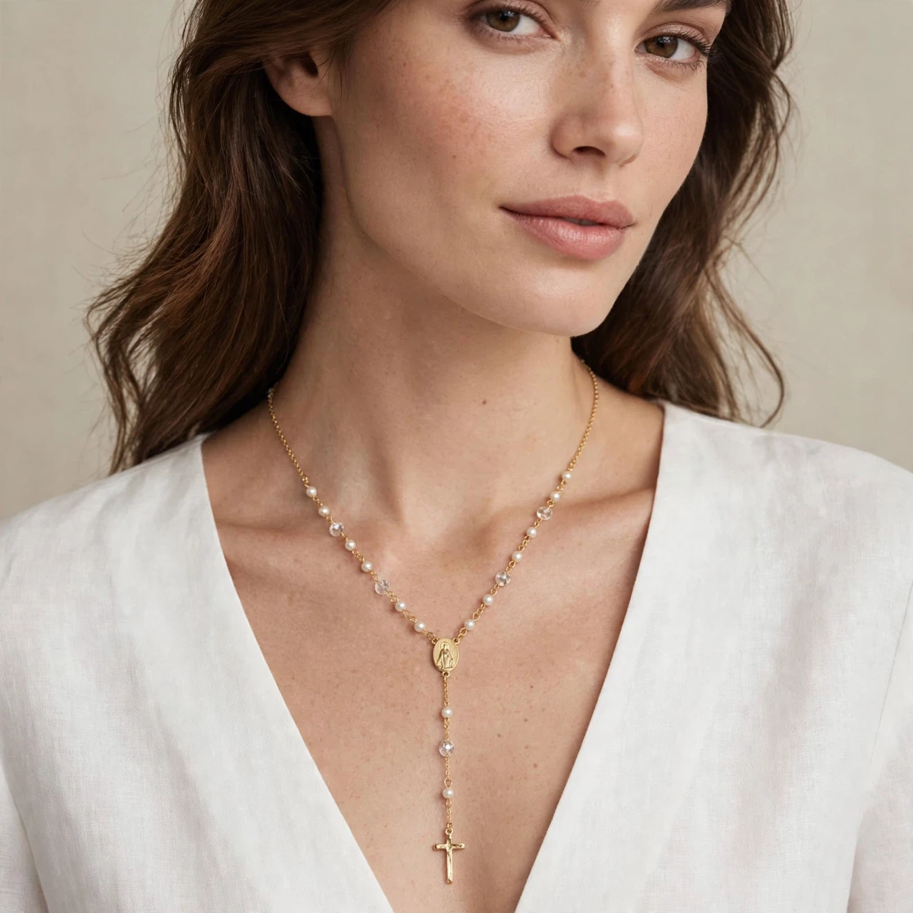 Lovisa Gold Plated Cubic Zirconia Rosary Necklace - photo 2