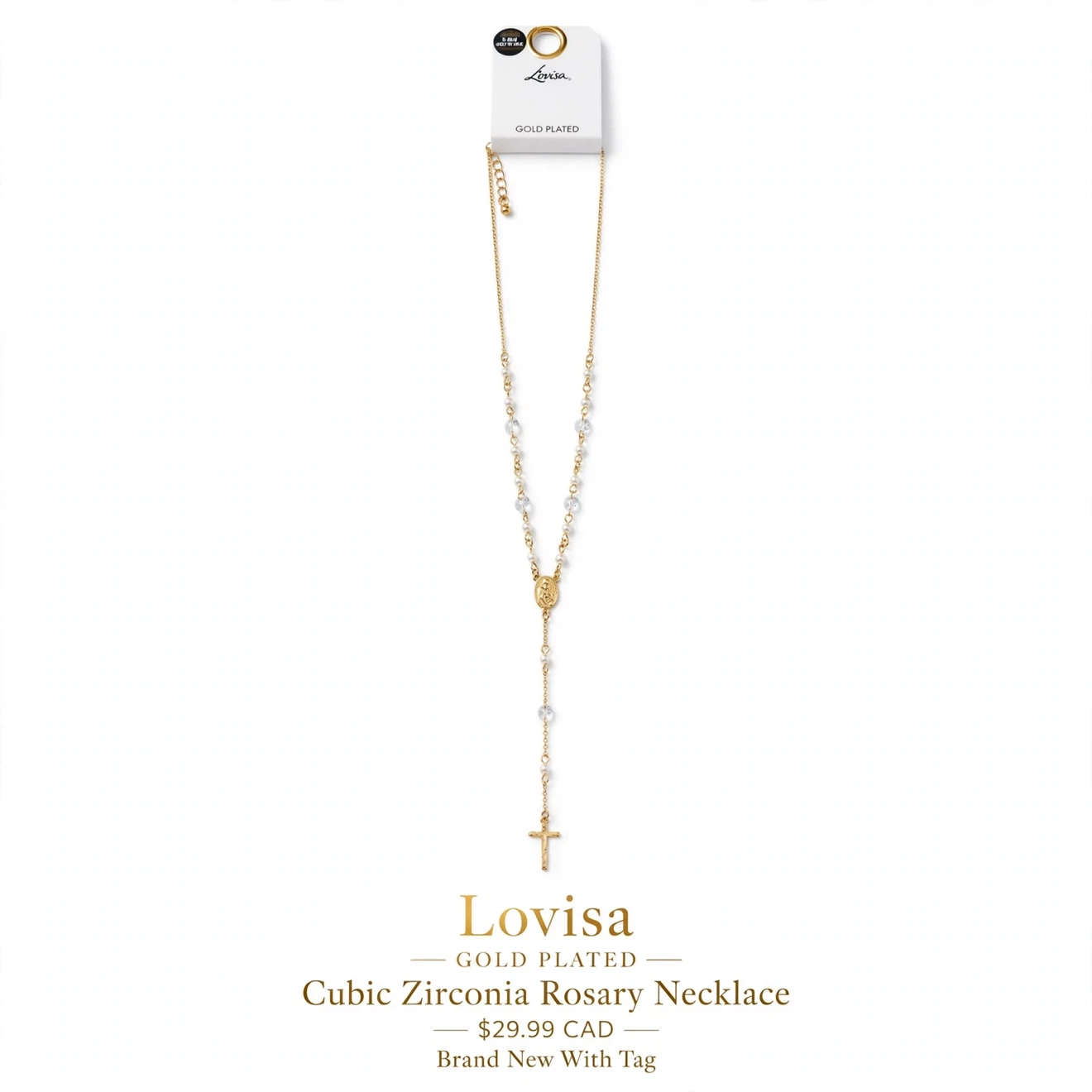 Lovisa Gold Plated Cubic Zirconia Rosary Necklace - photo 3