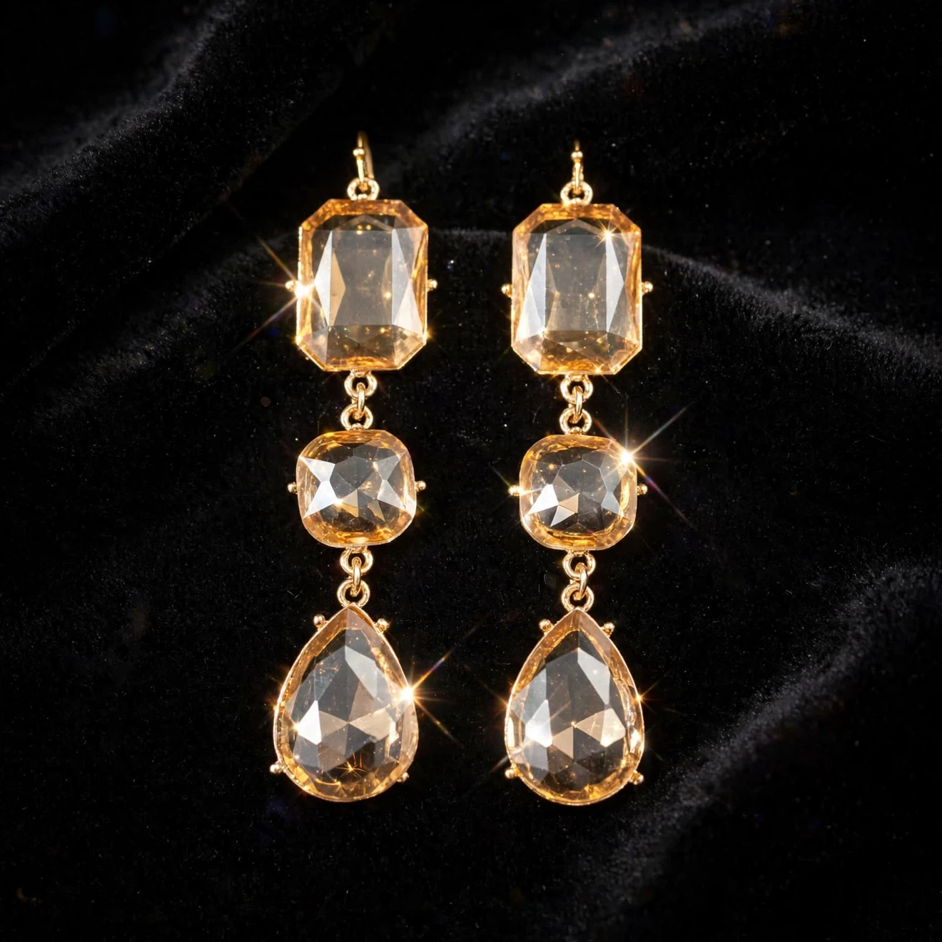 Champagne Crystal Drop Earrings
