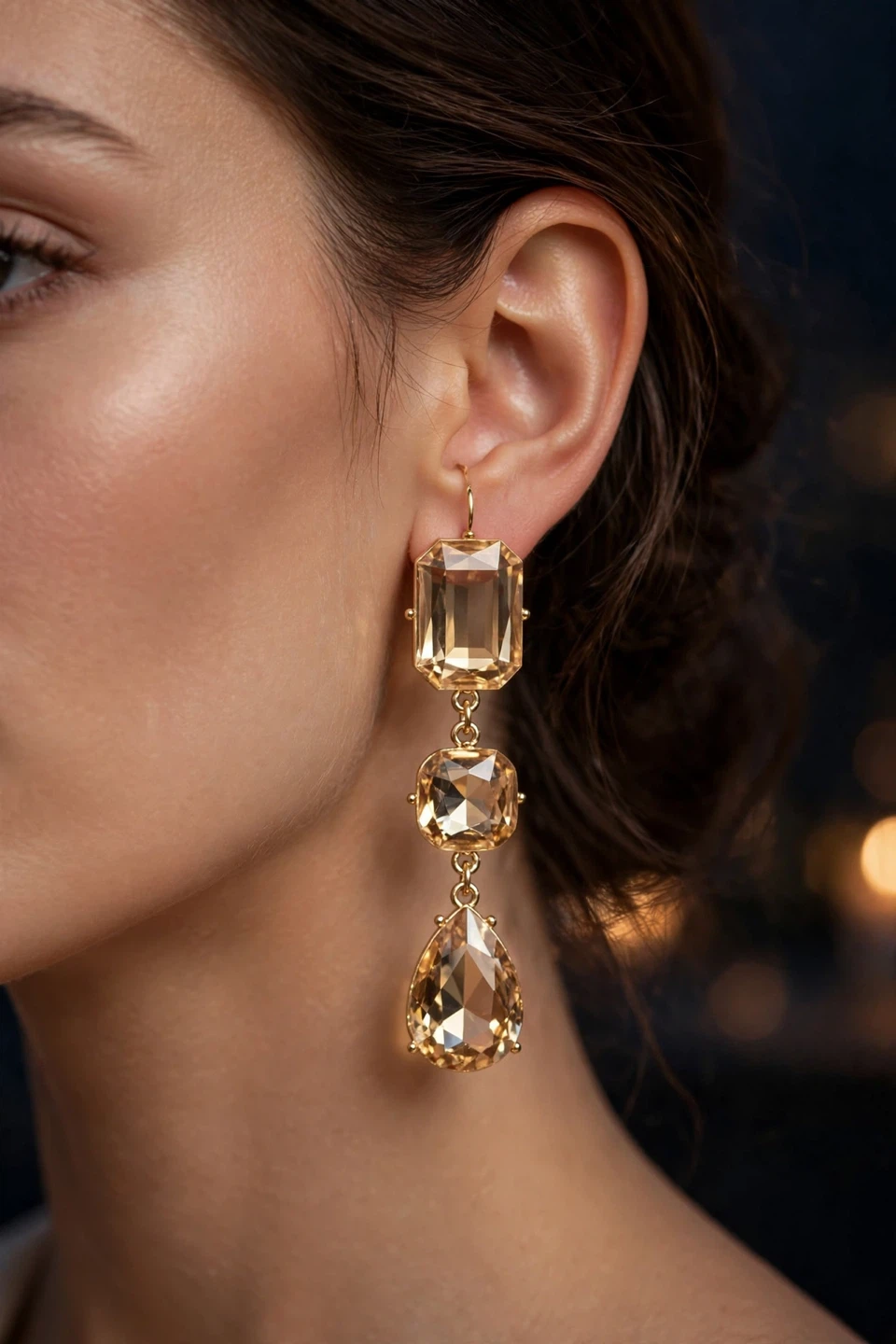 Champagne Crystal Drop Earrings - photo 2