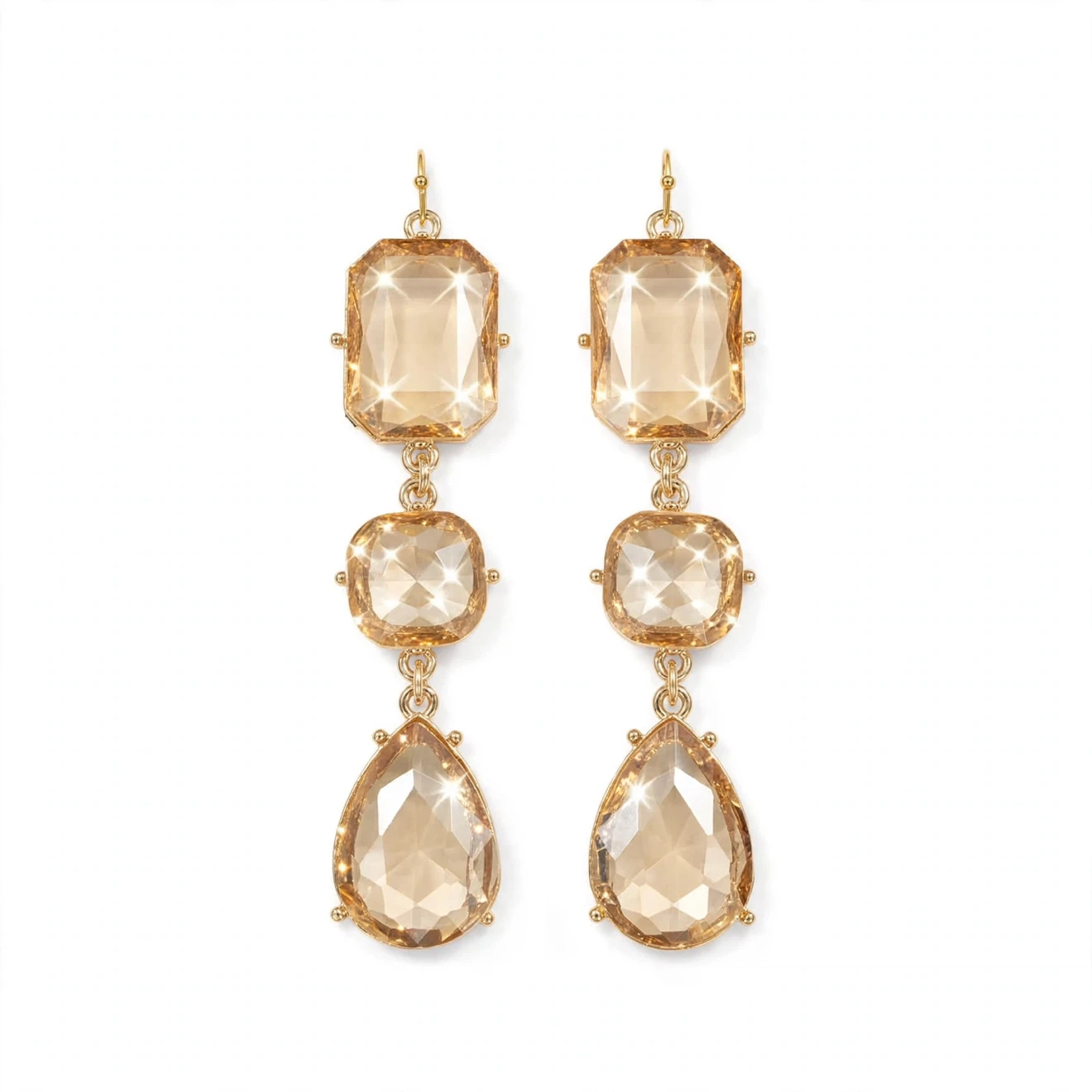 Champagne Crystal Drop Earrings - photo 3