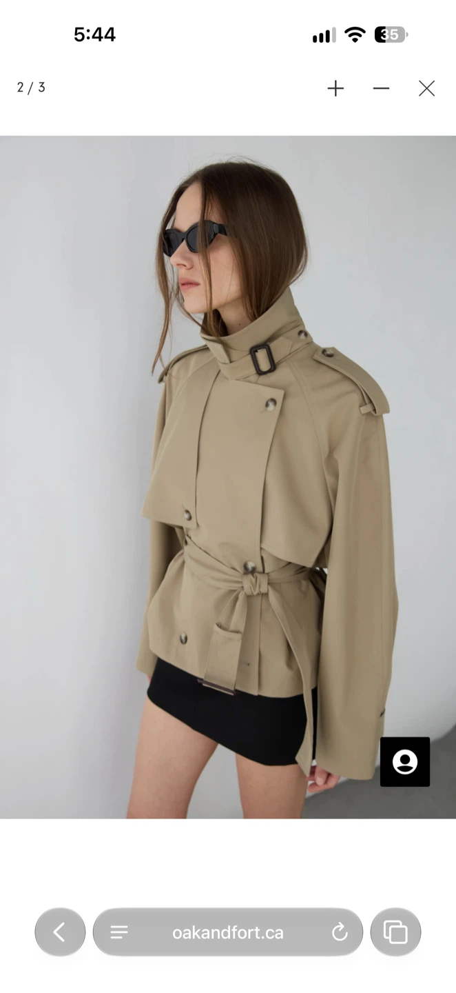 Oak & Fort SHORT BELTED TRENCH COAT Light Kelp / Extra Small - photo 2