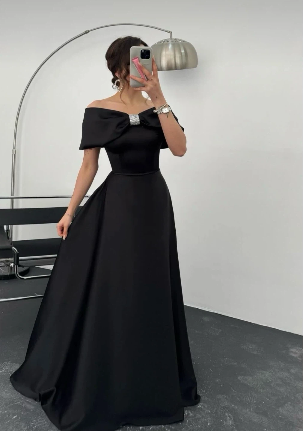 Elegant Black Off-Shoulder Evening Gown