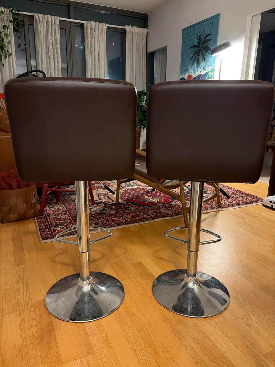 Set of 2 Brown Faux Leather Bar Stools - photo 3