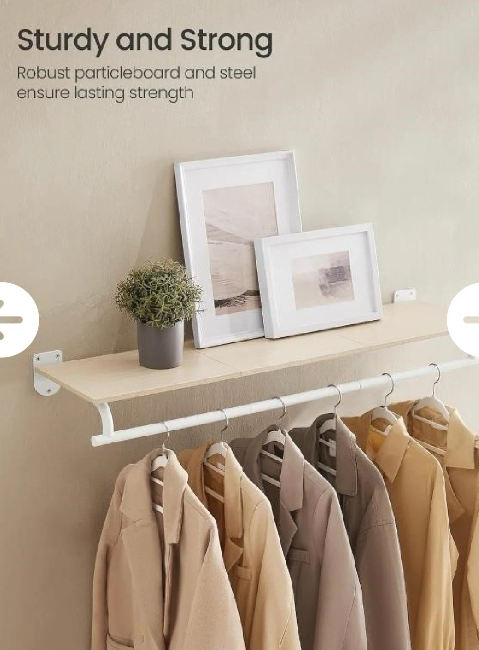 SONGMICS Wall Mounted Clothes Rack with Shelf - photo 4