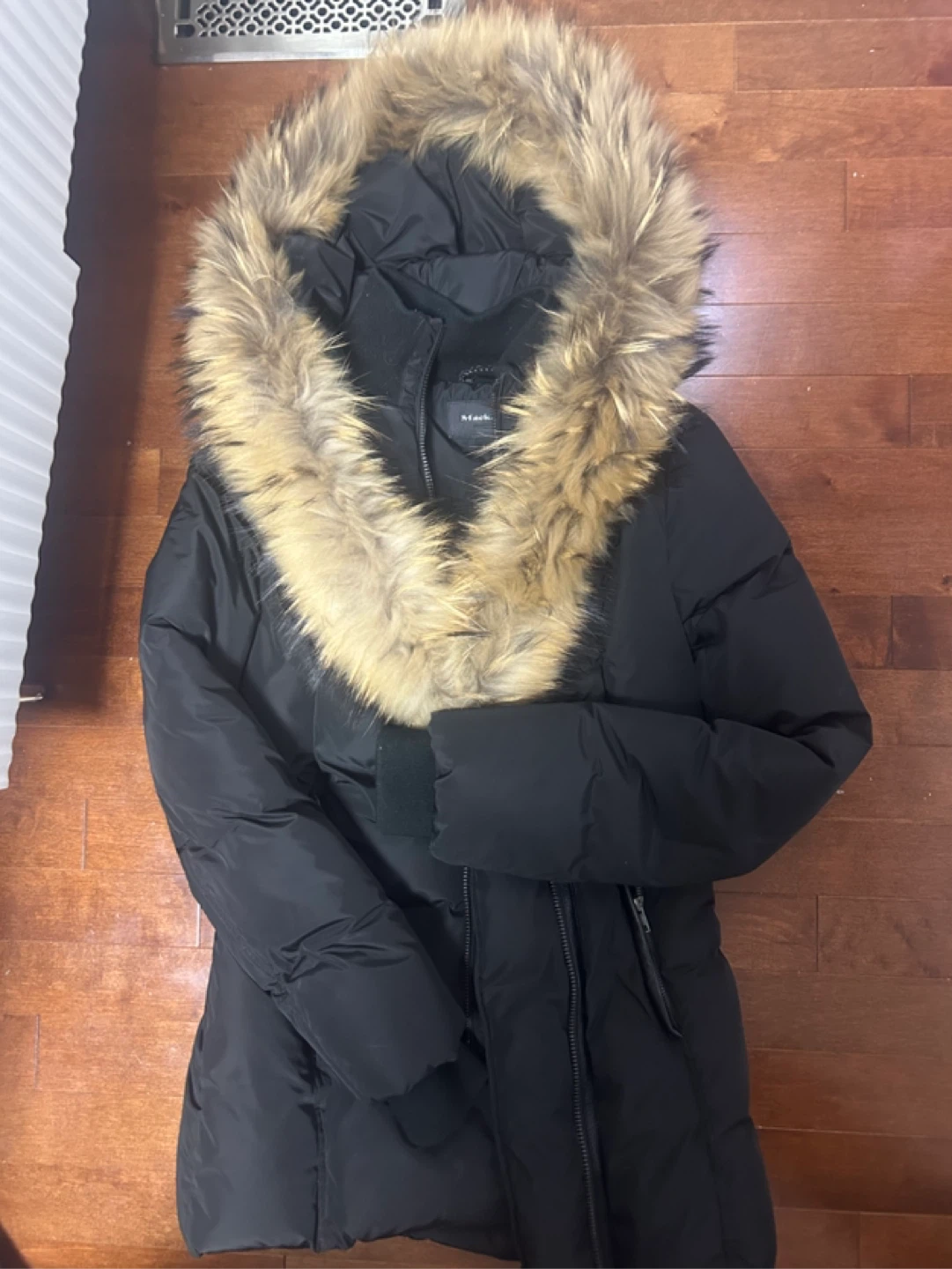 Mackage Black Down Coat with Fur Hood