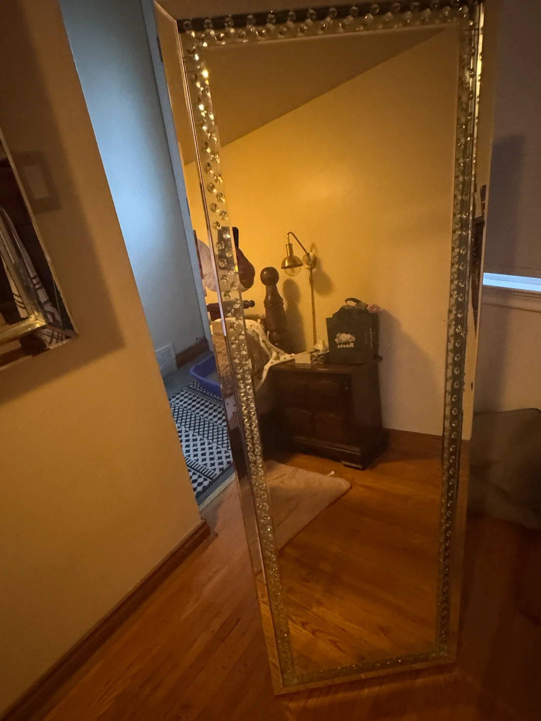 Full length floor mirror with jewelled frame