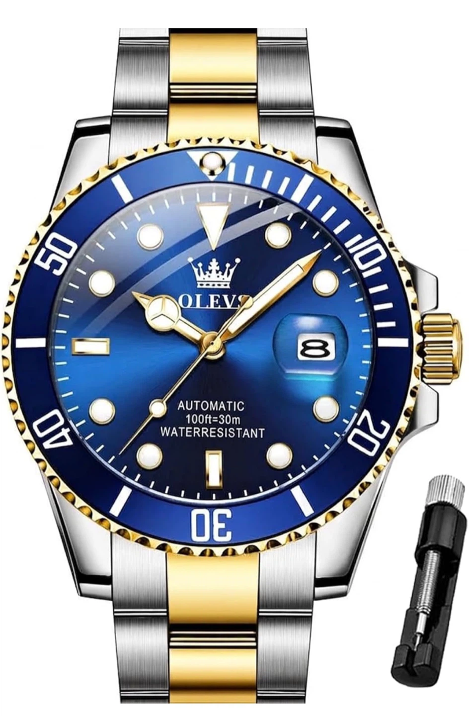 OLEVS Automatic Watch Blue and Gold