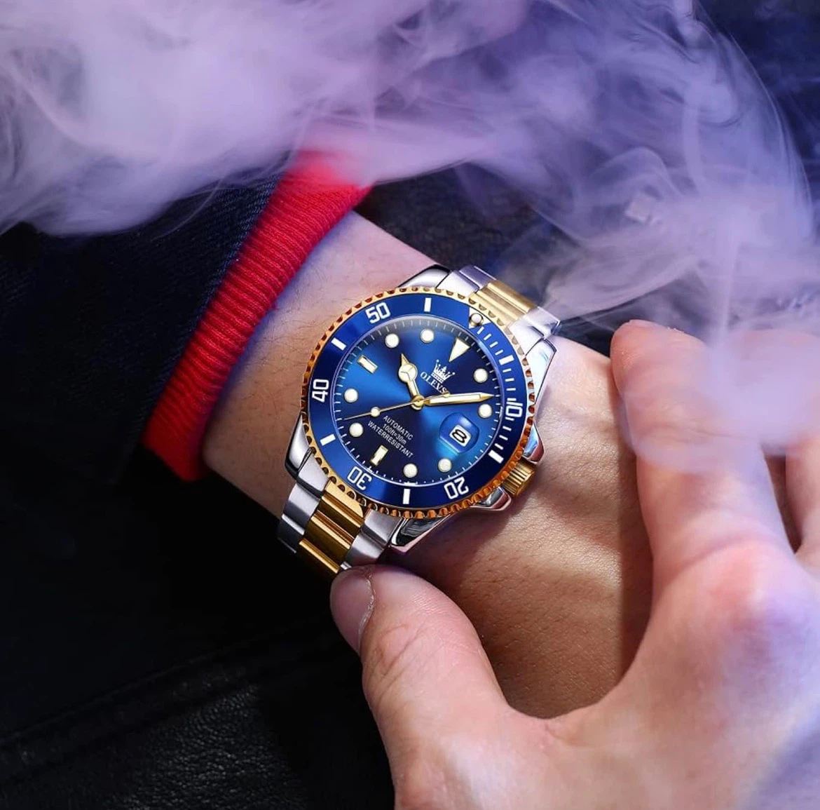 OLEVS Automatic Watch Blue and Gold - photo 2