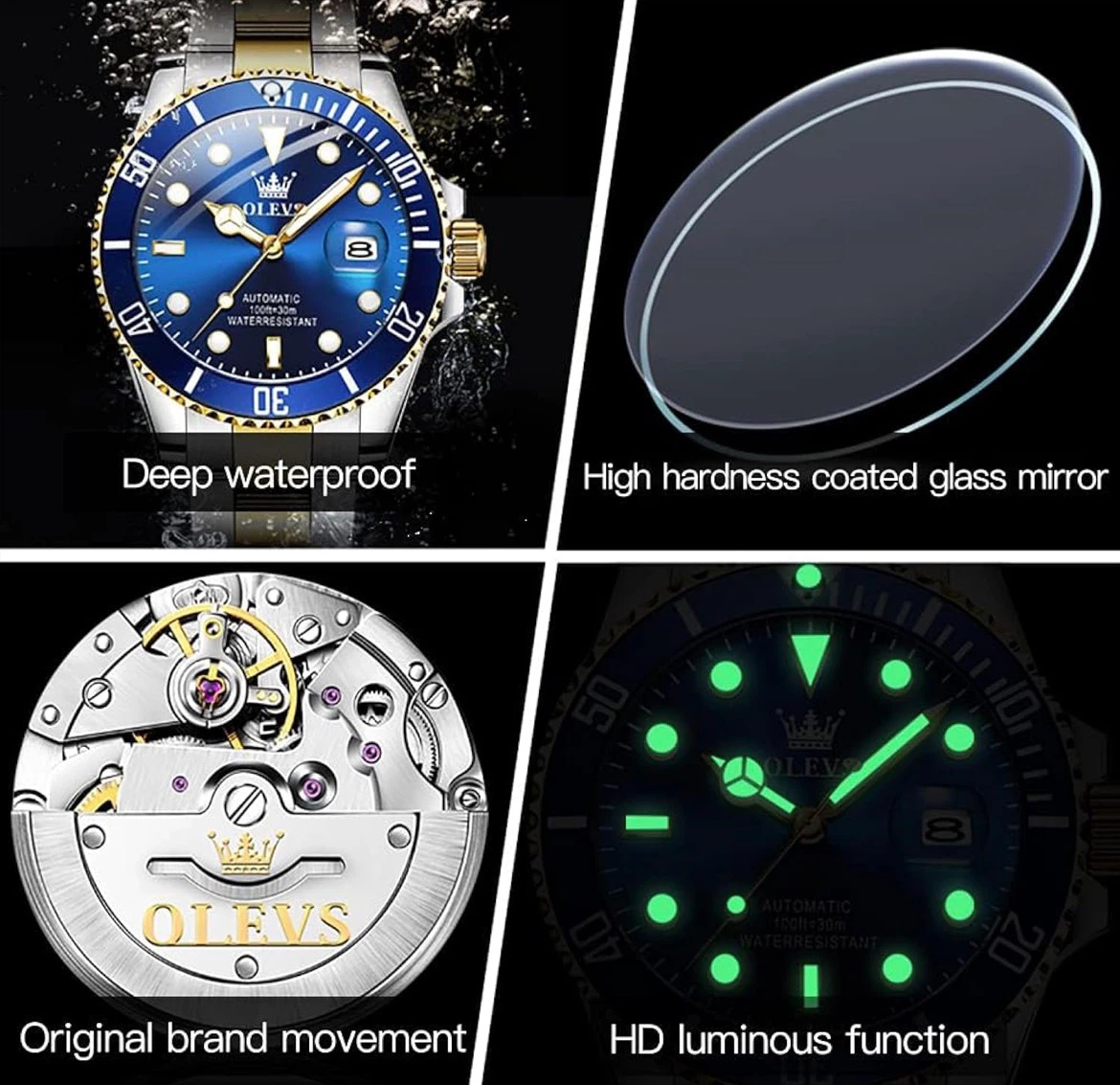 OLEVS Automatic Watch Blue and Gold - photo 5