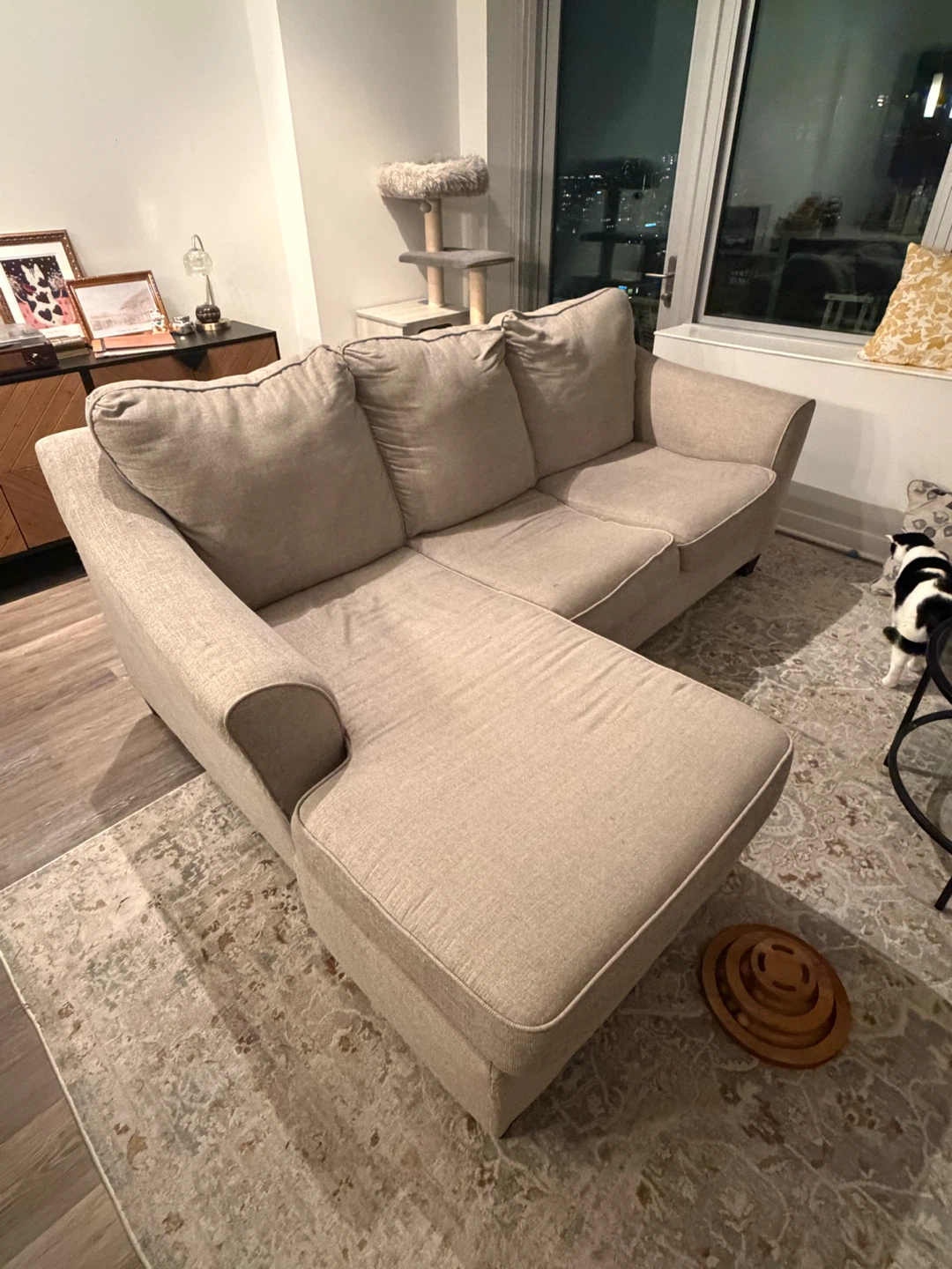 Beige Sectional Sofa with Chaise
