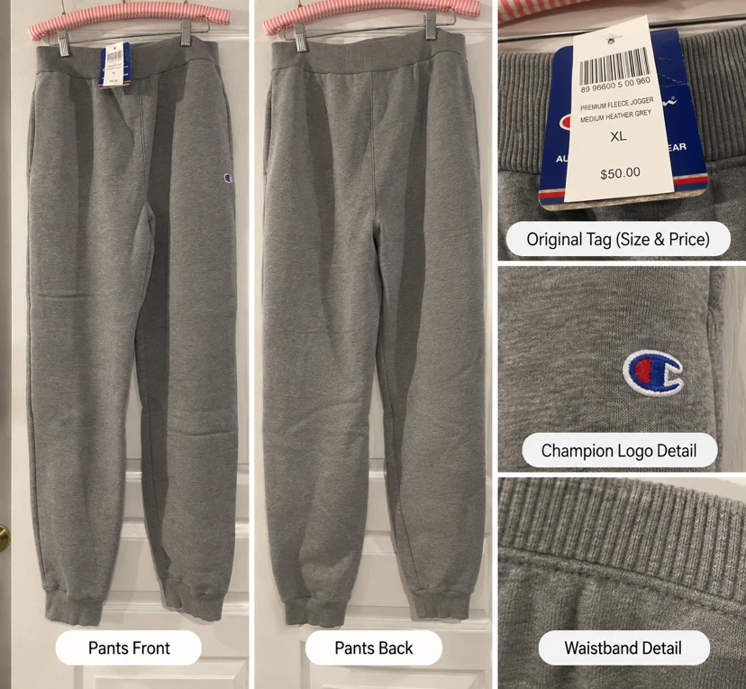 Champion Premium Fleece Joggers Medium Heather Grey XL