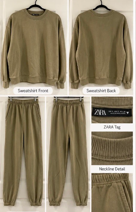 Zara Olive Green Sweatshirt and Jogger Set