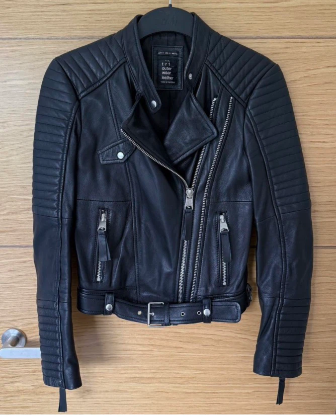 Zara Black Faux Leather Biker Jacket