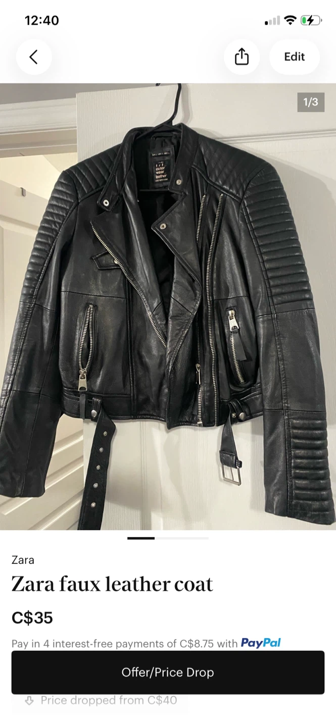 Zara Black Faux Leather Biker Jacket - photo 2