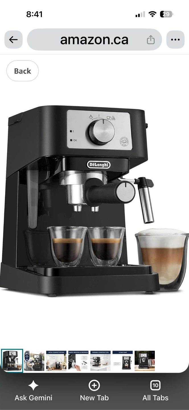 DeLonghi 15 Bar Pump Espresso Machine