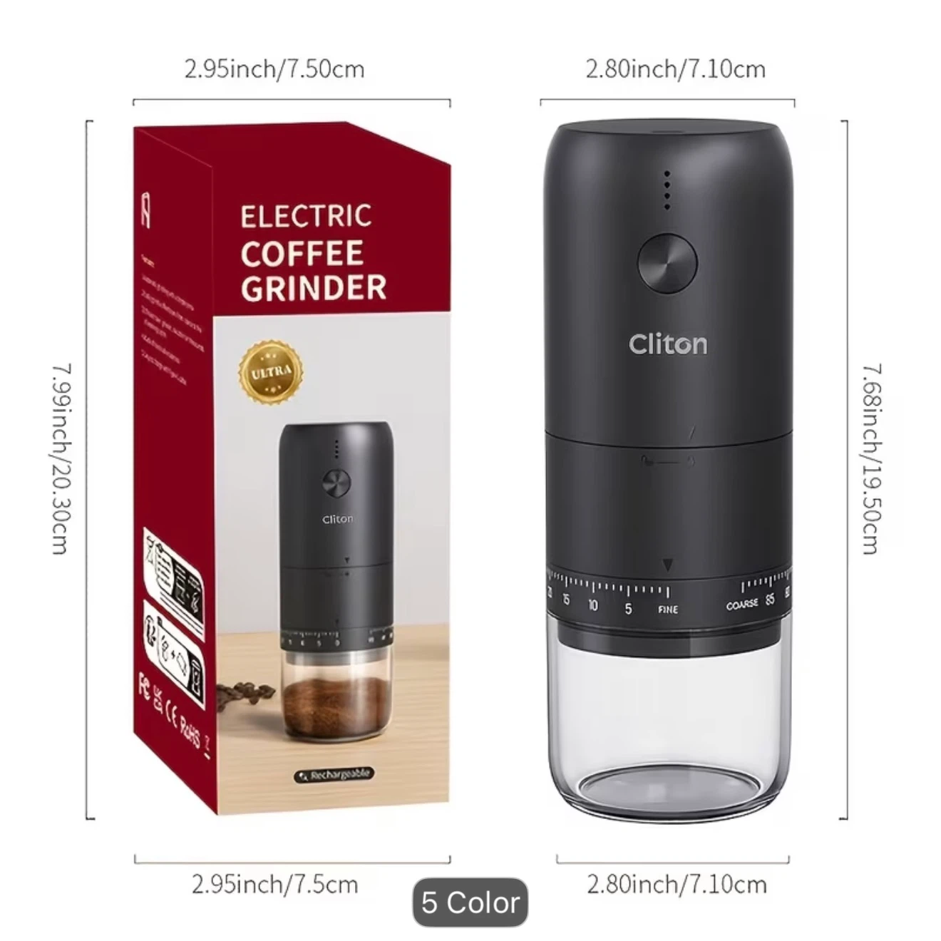 ☕ CLITON Electric Coffee Grinder – Off-White - photo 4