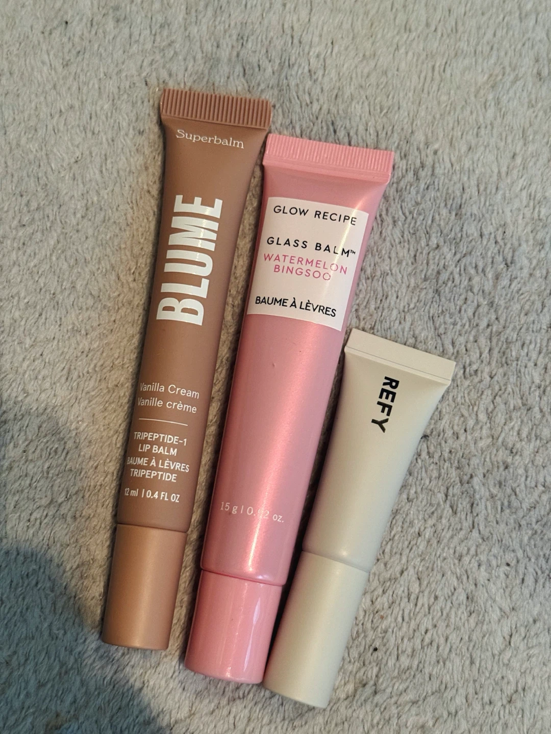New Lip Gloss & Balm Trio: Blume, Glow Recipe, Refy 💋