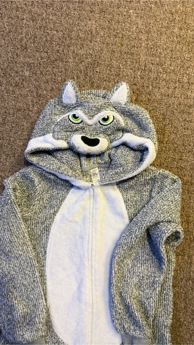 Wolf One-Piece Pajamas Size L/G 10-12 - photo 2