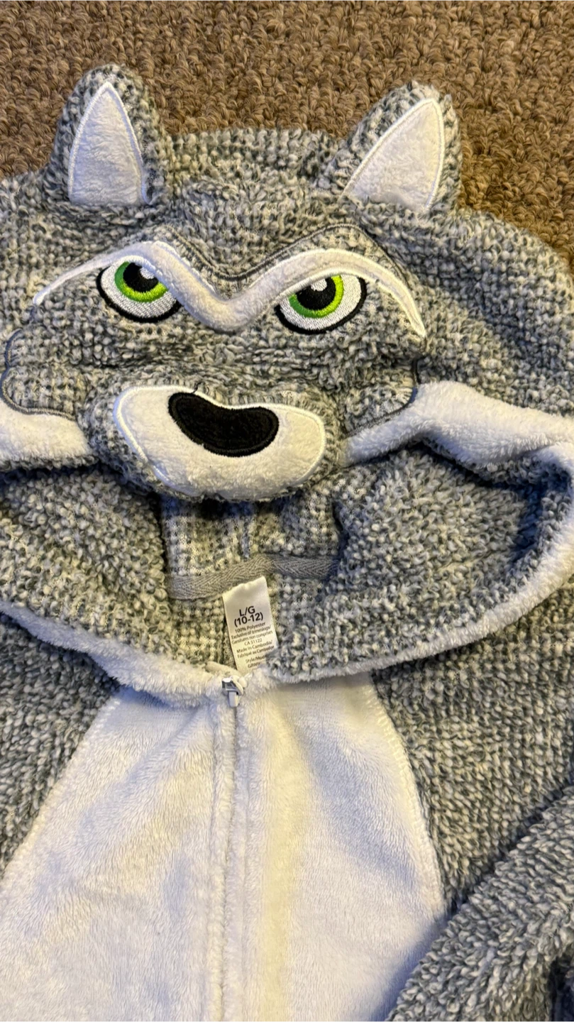 Wolf One-Piece Pajamas Size L/G 10-12 - photo 4