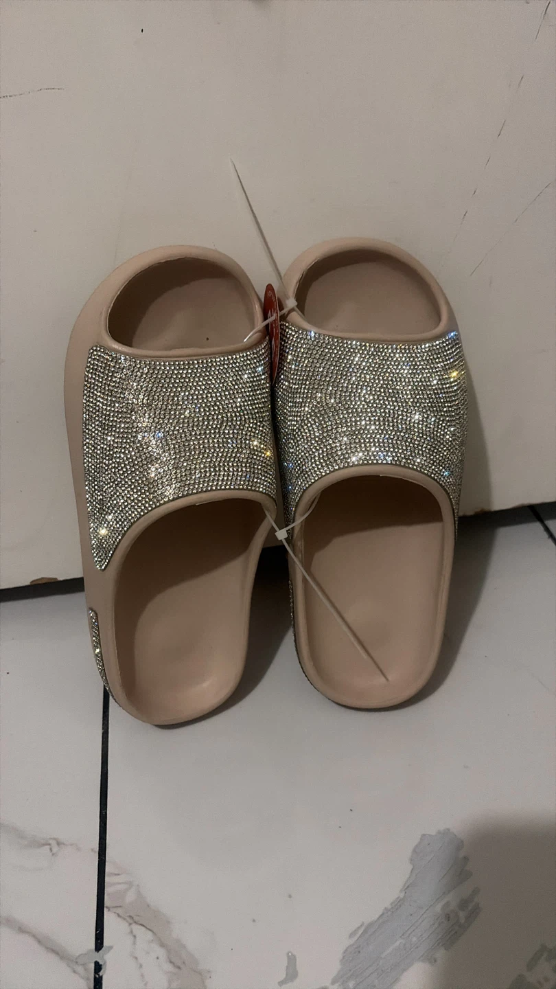 Beige Rhinestone Slides - photo 2